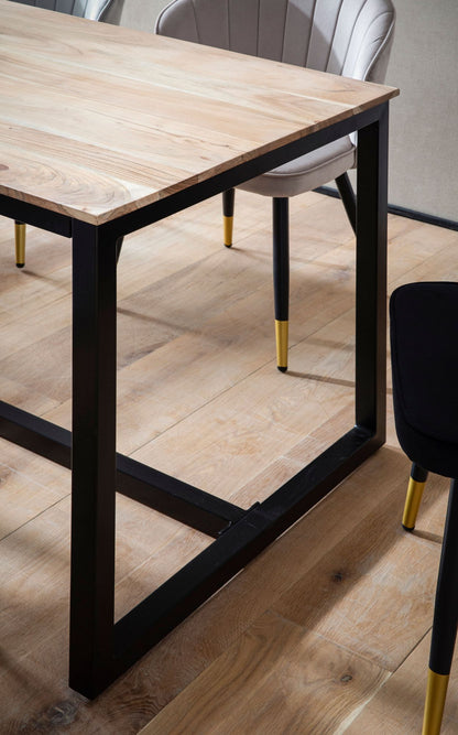 Eetkamertafel 120x60x76 cm Acacia Massief Hout Metaal Eettafel Loft Stijl