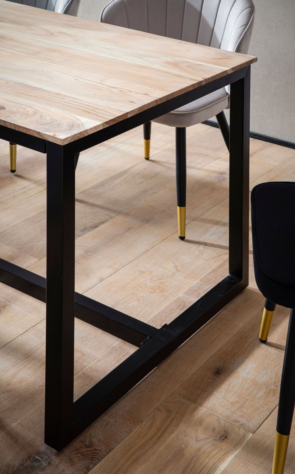 Eetkamertafel 180x90x76 cm Acacia Massief Hout Metaal Eettafel Loft Stijl