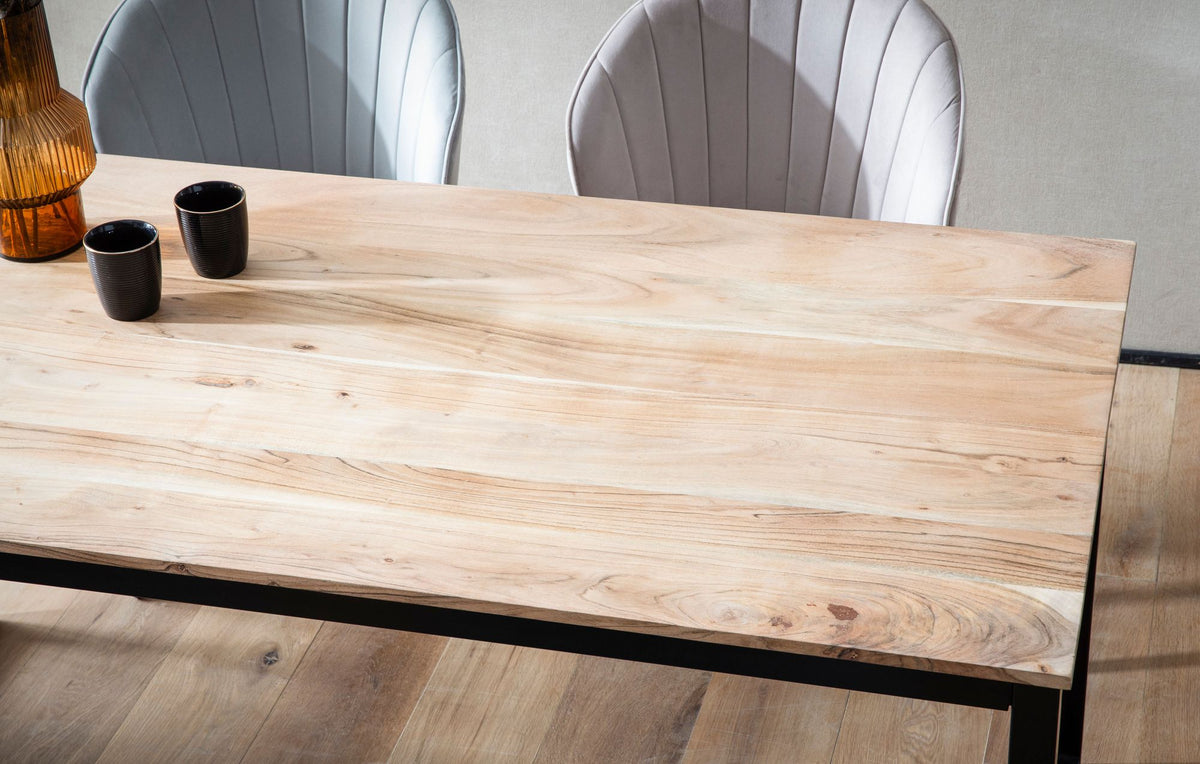 Eetkamertafel 180x90x76 cm Acacia Massief Hout Metaal Eettafel Loft Stijl