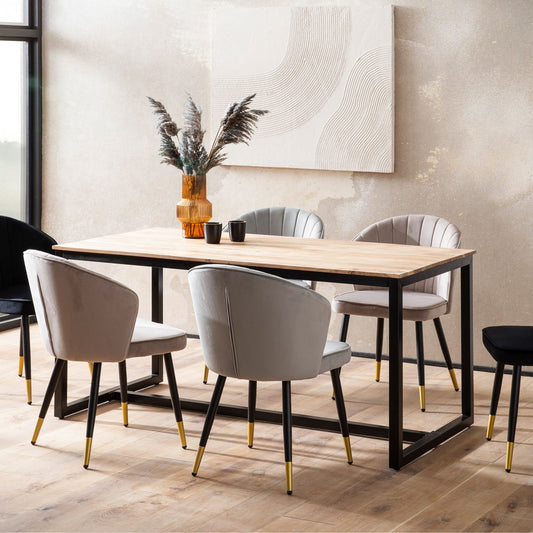 Eetkamertafel 200x100x76 cm Acacia Massief Hout Metaal Eettafel Loft Stijl