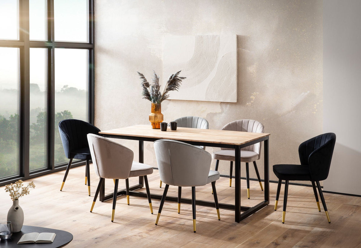 Eetkamertafel 200x100x76 cm Acacia Massief Hout Metaal Eettafel Loft Stijl