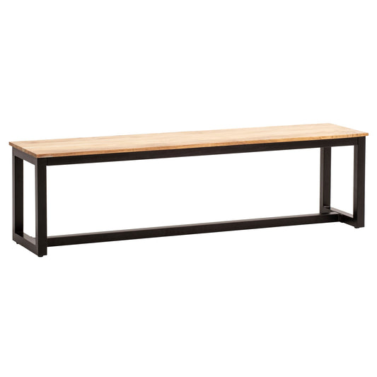 eetkamerbank 140x40x45 cm acacia massief hout metaal loftstijl, eettafelbank massief houten bank zonder rugleuning, keukenbank eetkamerbank industrieel, eetkamerbank klein