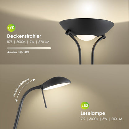 Home Sweet Home R7s + G9 LED Uplight Vloerlamp - Moderne Zand zwart