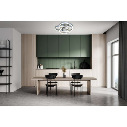 Smart Home LED plafondlicht "Divora" Ø 70 cm, plafondlamp gemaakt van metaal, aluminium geborsteld en wit plastic, met veel functies, stevig gebouwd -in LED's, verlichting voor woonkamer, eetkamerkantoor of gang