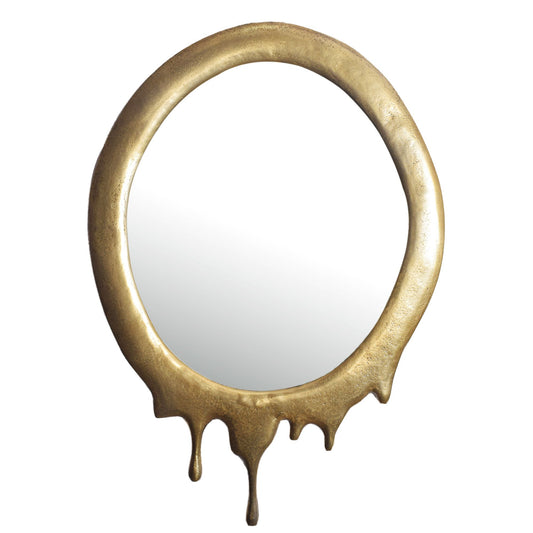 wandspiegel 50x71 cm metalen design hangspiegel goud, aluminium decoratieve spiegel ovaal met frame, grote wandspiegel, gangspiegel garderobespiegel modern