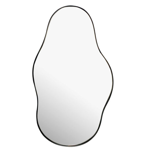 wandspiegel asymmetrisch 40x80 cm metalen design hangende spiegel zwart, ijzeren decoratieve spiegel vormloos met frame, grote wandspiegel, gangspiegel garderobespiegel modern