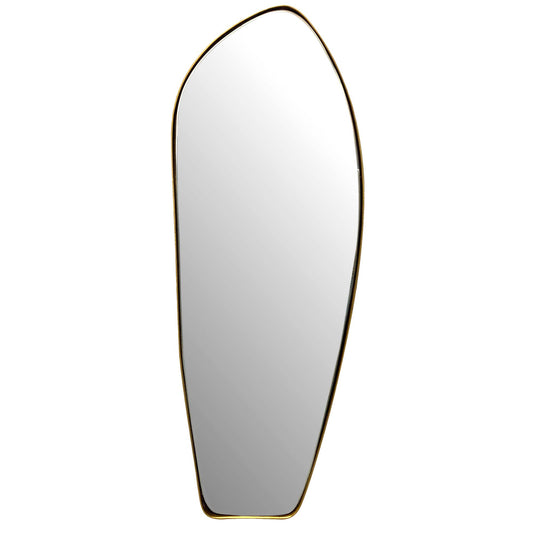 wandspiegel asymmetrisch 33x90 cm metalen design hangende spiegel goud, ijzeren decoratieve spiegel vormloos met frame, grote wandspiegel, halspiegel langwerpig, garderobespiegel modern