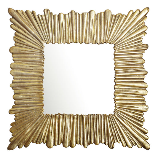 wandspiegel 75x75 cm metalen design hangspiegel goud, aluminium decoratieve spiegel vierkant met frame, grote wandspiegel, gangspiegel garderobespiegel modern