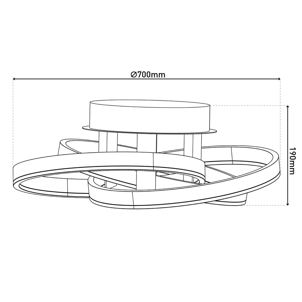 Smart Home LED plafondlicht "Divora" Ø 70 cm, plafondlamp gemaakt van metaal, aluminium geborsteld en wit plastic, met veel functies, stevig gebouwd -in LED's, verlichting voor woonkamer, eetkamerkantoor of gang