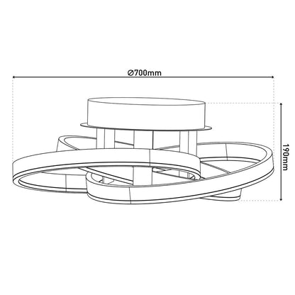 Smart Home LED plafondlicht "Divora" Ø 70 cm, plafondlamp gemaakt van metaal, aluminium geborsteld en wit plastic, met veel functies, stevig gebouwd -in LED's, verlichting voor woonkamer, eetkamerkantoor of gang