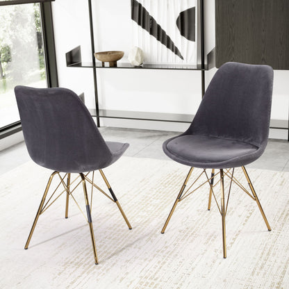 eetkamerstoel set van 2 Cara stof antraciet keukenstoel met gouden poten, corduroy kuipstoel Scandinavisch design, gestoffeerde stoel met stoffen bekleding, stoel gestoffeerd