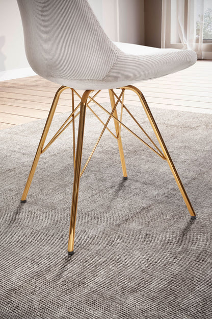 eetkamerstoel set van 2 Cara stof beige keukenstoel met gouden poten, corduroy kuipstoel Scandinavisch design, gestoffeerde stoel met stoffen bekleding, stoel gestoffeerd