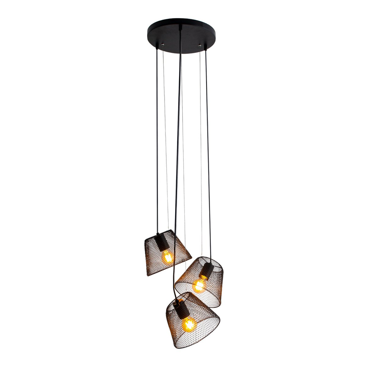 3-zits hanglamp "Korie" hanglamp gemaakt van metaal in zwart, met E27-versies, Ø30cm, voor woonkamer en kantoor.