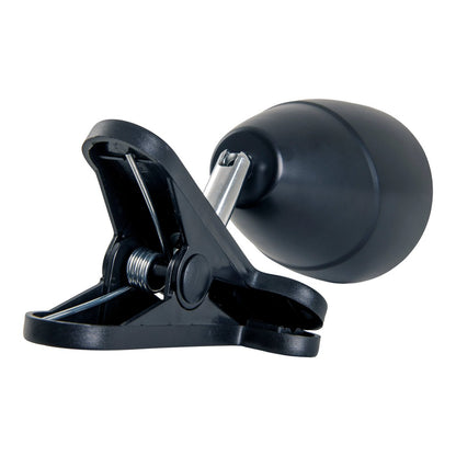 LED -klemlamp gemaakt van metaal en plastic in het zwart, met geïntegreerde LED's