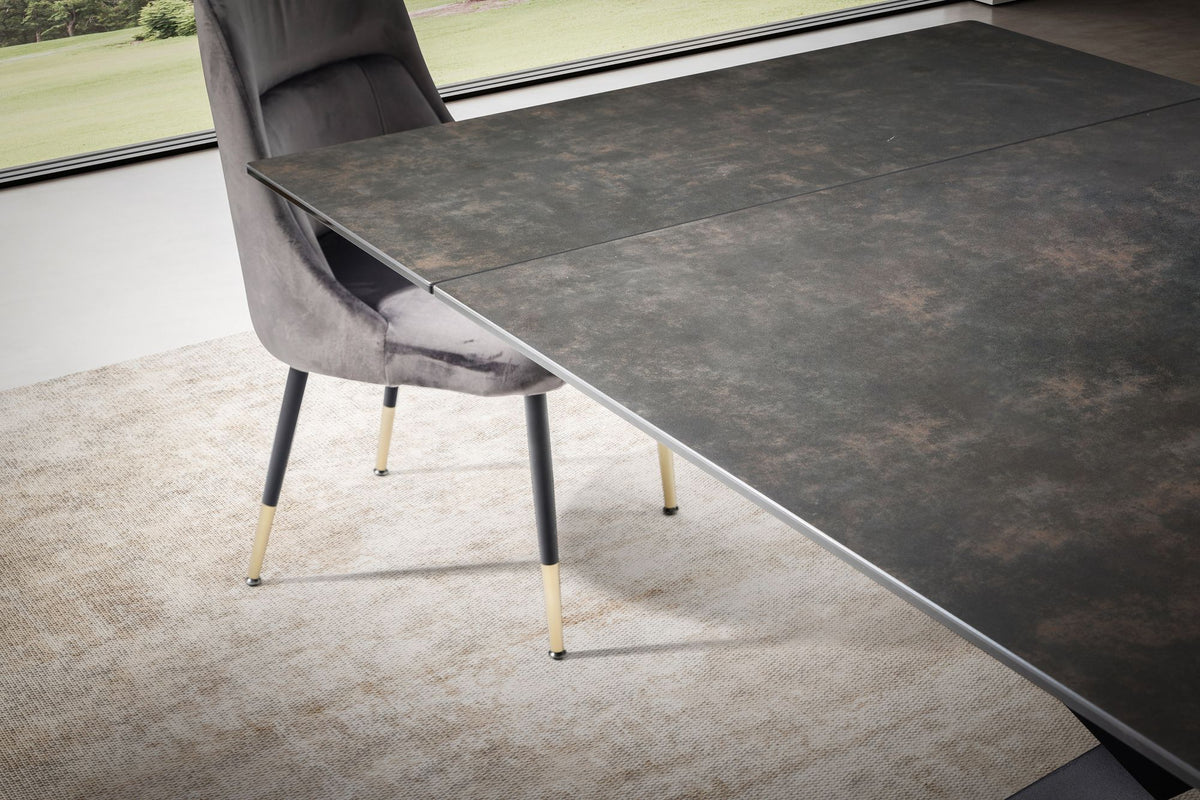 Eetkamertafel 180-260 cm Uitschuifbaar Keramiek Glas Zwart