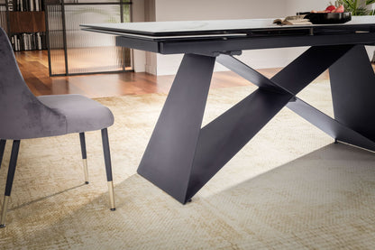Eetkamertafel 180 - 260 cm uitschuifbaar keramiek glas wit