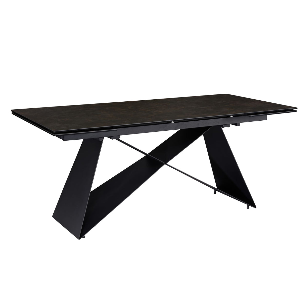 Eetkamertafel 180 - 260 cm uitschuifbaar keramiek glas zwart