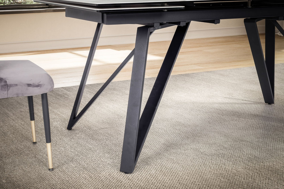 Eetkamertafel 180 - 260 cm uitschuifbaar keramiek glas wit