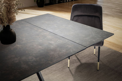 Eetkamertafel 180 - 260 cm uitschuifbaar keramiek glas zwart