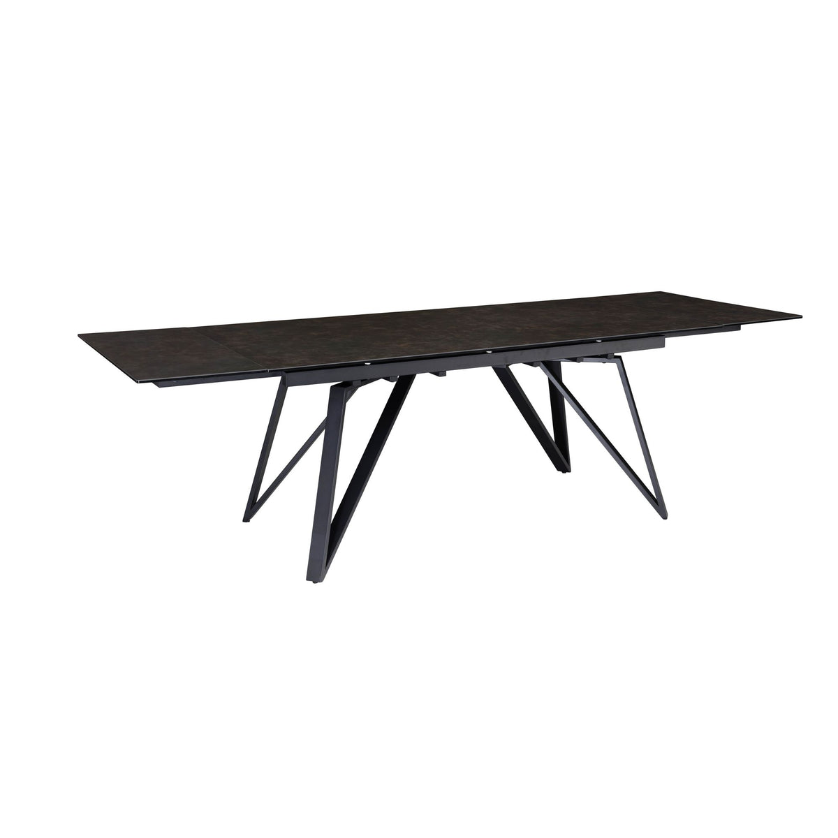 Eetkamertafel 180 - 260 cm uitschuifbaar keramiek glas zwart