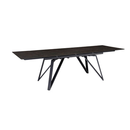 Eetkamertafel 180 - 260 cm uitschuifbaar keramiek glas zwart