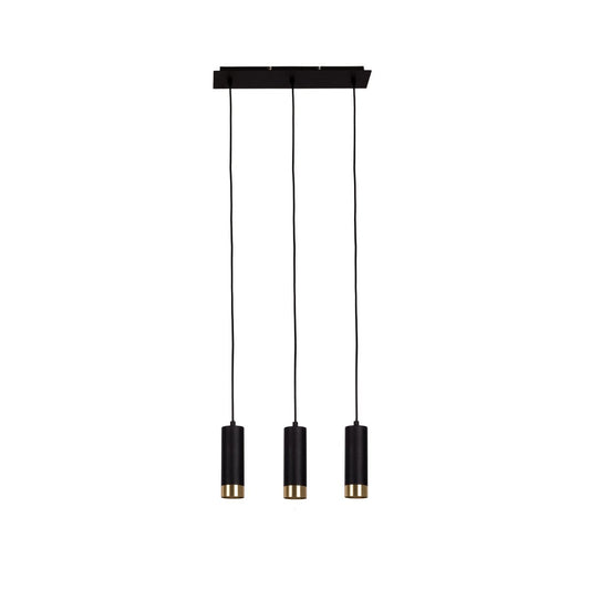 3 hanglamp "Fridu" gemaakt van metaal in Matt Black, met Gu10 -basis, 48 cm lang