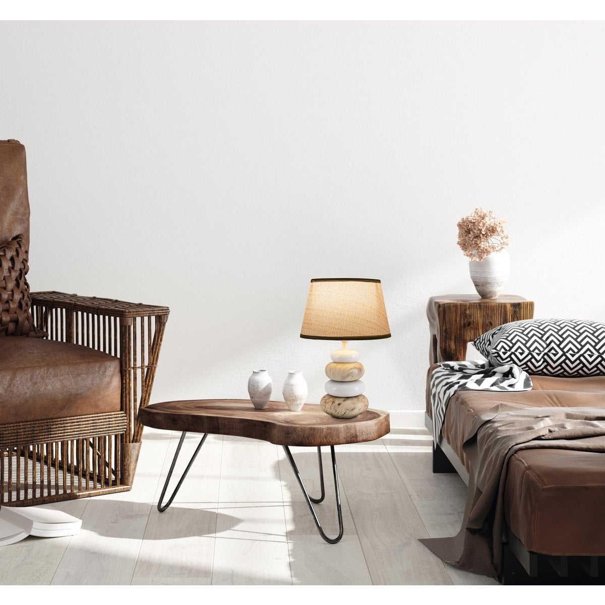 Keramische tafellamp "Stoney", keramische tafellamp in bruin, met E14 -aansluiting, tafellamp voor eetkamer, woonkamer, gang of kantoor, of als een bedlamp, 31 cm hoog