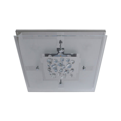 De LED -plafondlamp "chur" 30 x 30 cm, chom -gekleurd metaal, gedeeltelijk gevatneerd glas, geïntegreerde LED's, warm wit