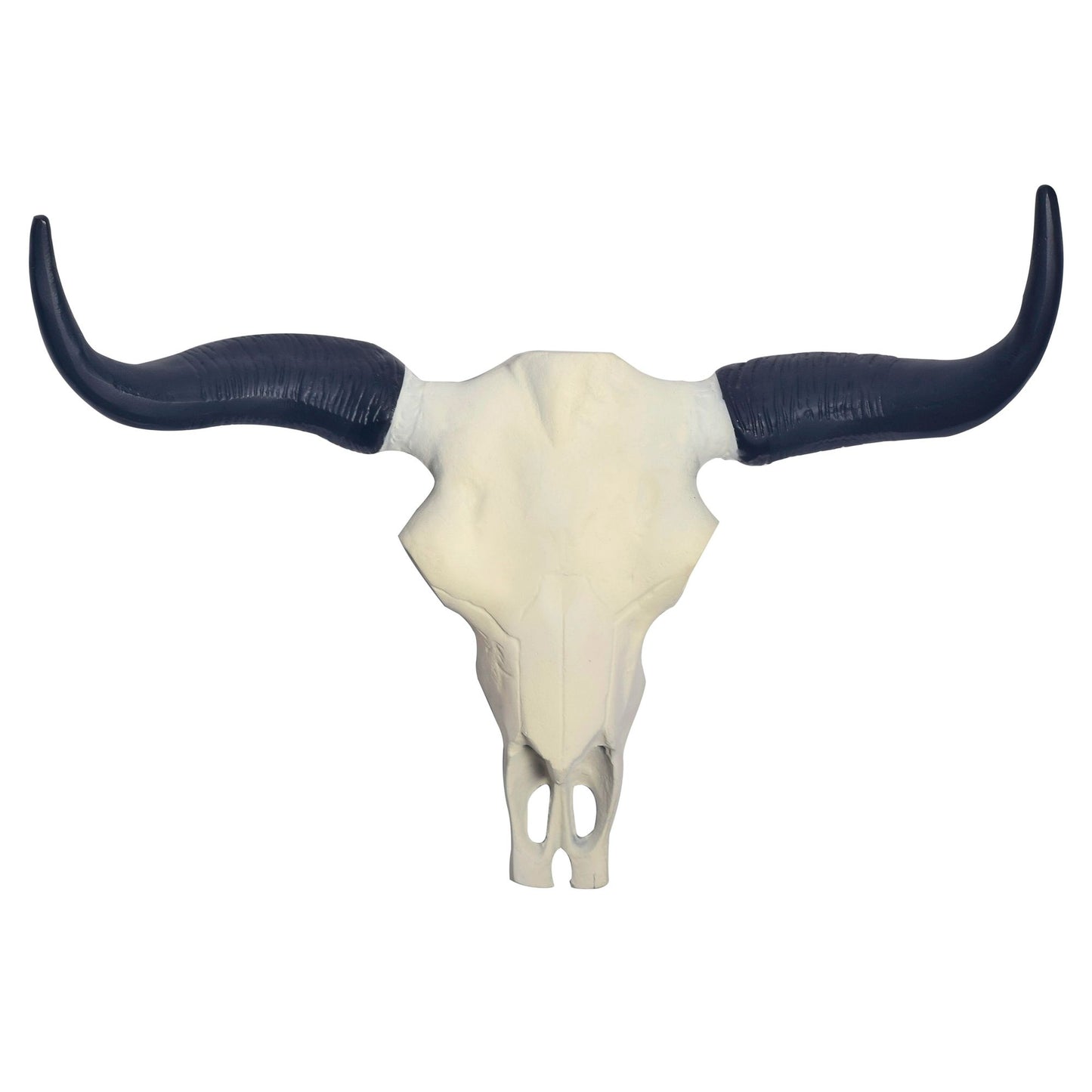 Decoratieve Gewei Buffel Schedel Wit 55,5 cm Aluminium Design Stierenkop, Wanddecoratie Hoorn Modern, Wandsculptuur met Hoorns Gewei Jachttrofee Metaal, Wanddecoratie Groot