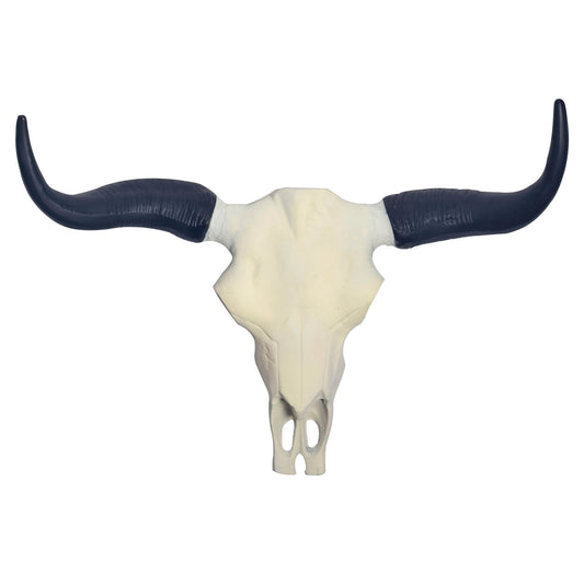 Decoratieve Gewei Buffel Schedel Wit 55,5 cm Aluminium Design Stierenkop, Wanddecoratie Hoorn Modern, Wandsculptuur met Hoorns Gewei Jachttrofee Metaal, Wanddecoratie Groot