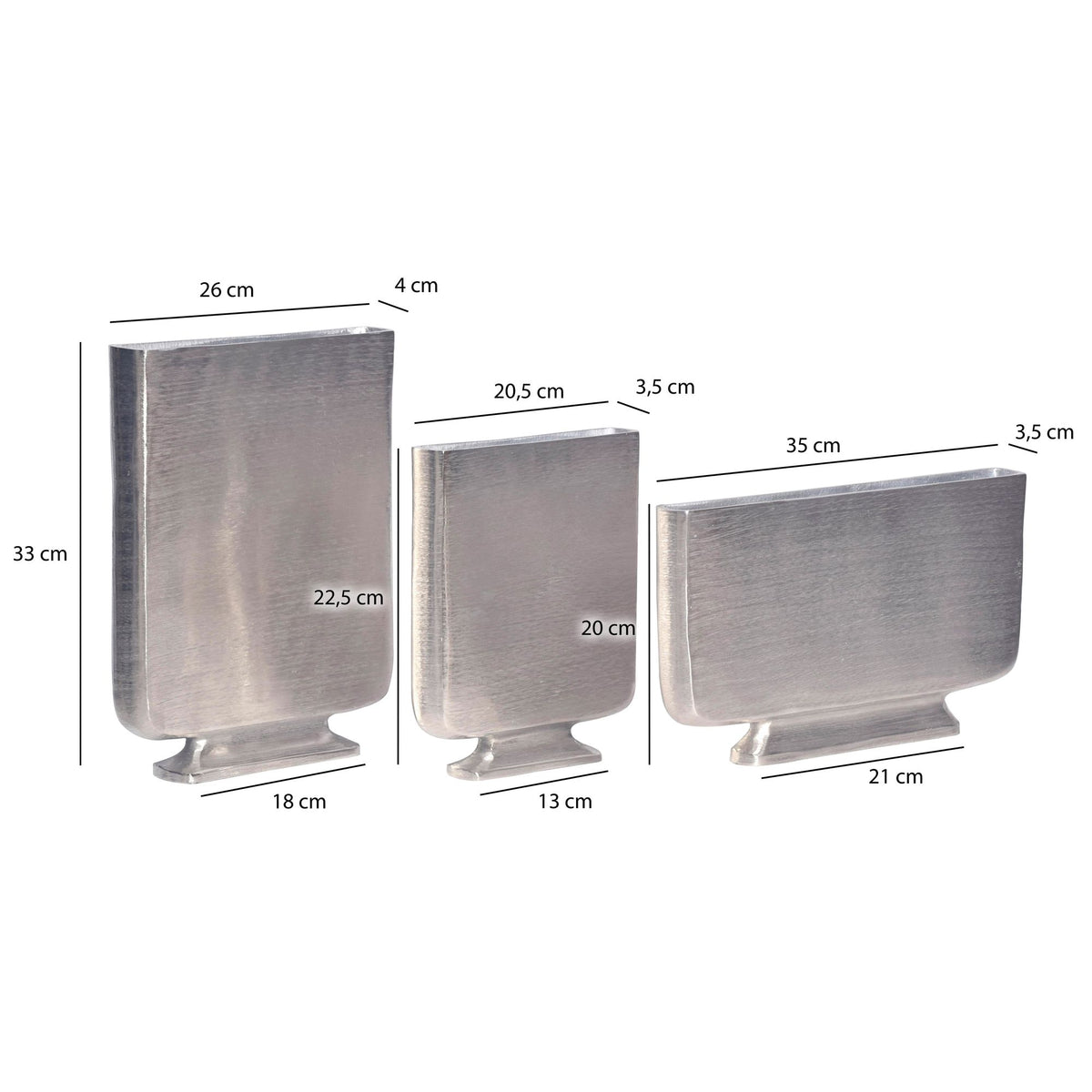 Decoratieve Vaas Set van 3 Aluminium Zilver