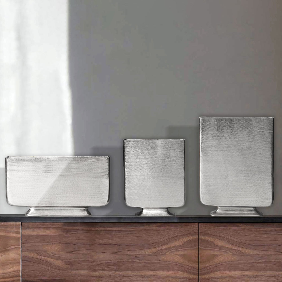 Decoratieve Vaas Set van 3 Aluminium Zilver