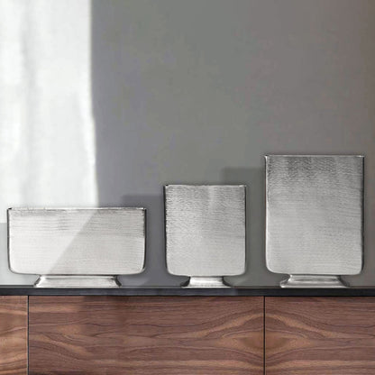 Decoratieve Vaas Set van 3 Aluminium Zilver