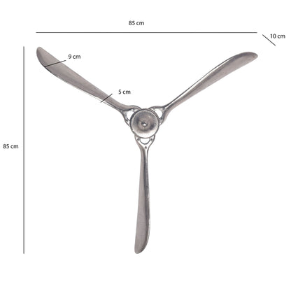 Decoratieve Propeller 85x85 cm Zilver Metalen Vliegtuig