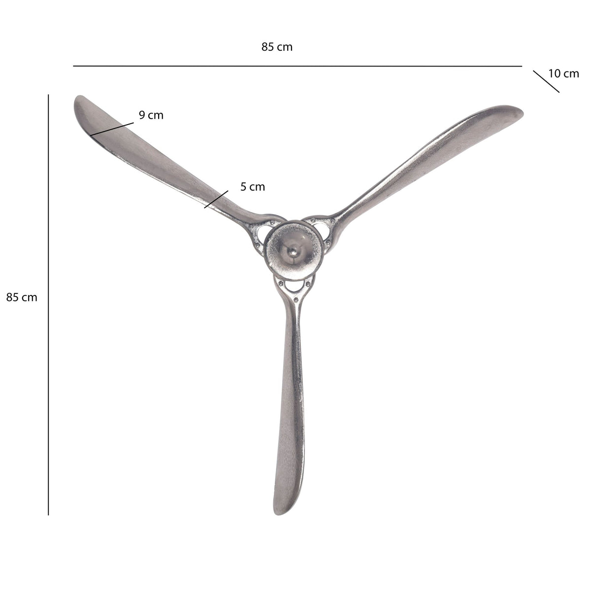 Decoratieve Propeller 85x85 cm Zilver Metalen Vliegtuig