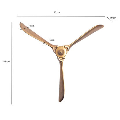 Decoratieve Propeller 85x85 cm Goud Metalen Vliegtuig