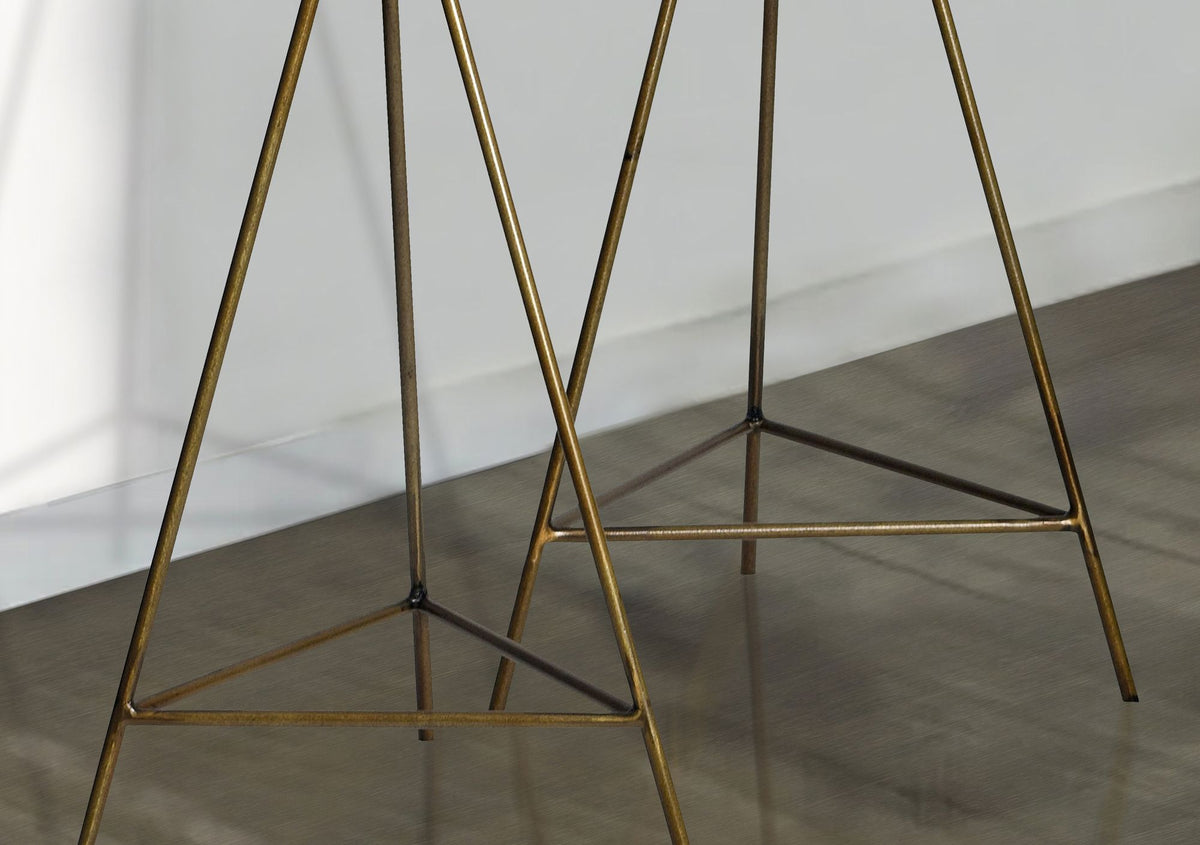 Bloempot set van 2 metalen plantenbakken goud met frame