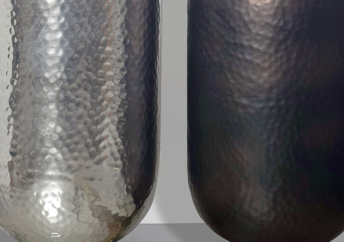 Decoratieve Vaas Set van 2 Aluminium Zilver Zwart-Brons