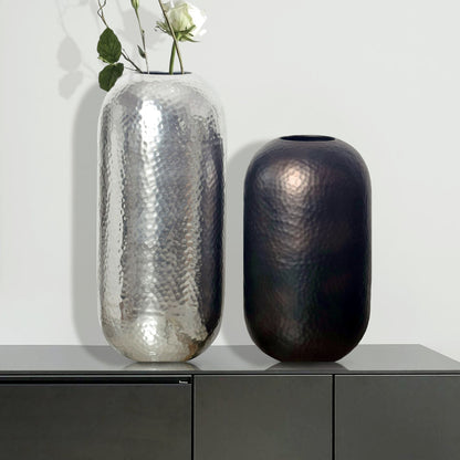 Decoratieve Vaas Set van 2 Aluminium Zilver Zwart-Brons