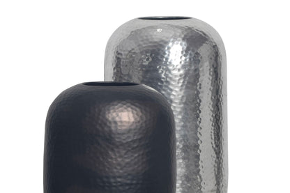 Decoratieve Vaas Set van 2 Aluminium Zilver Zwart-Brons