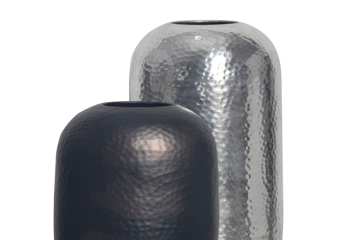 Decoratieve Vaas Set van 2 Aluminium Zilver Zwart-Brons