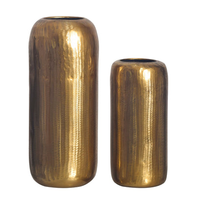 Decoratieve Vaas Set van 2 Aluminium Goud Cilinder