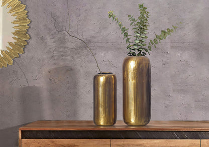 Decoratieve Vaas Set van 2 Aluminium Goud Cilinder