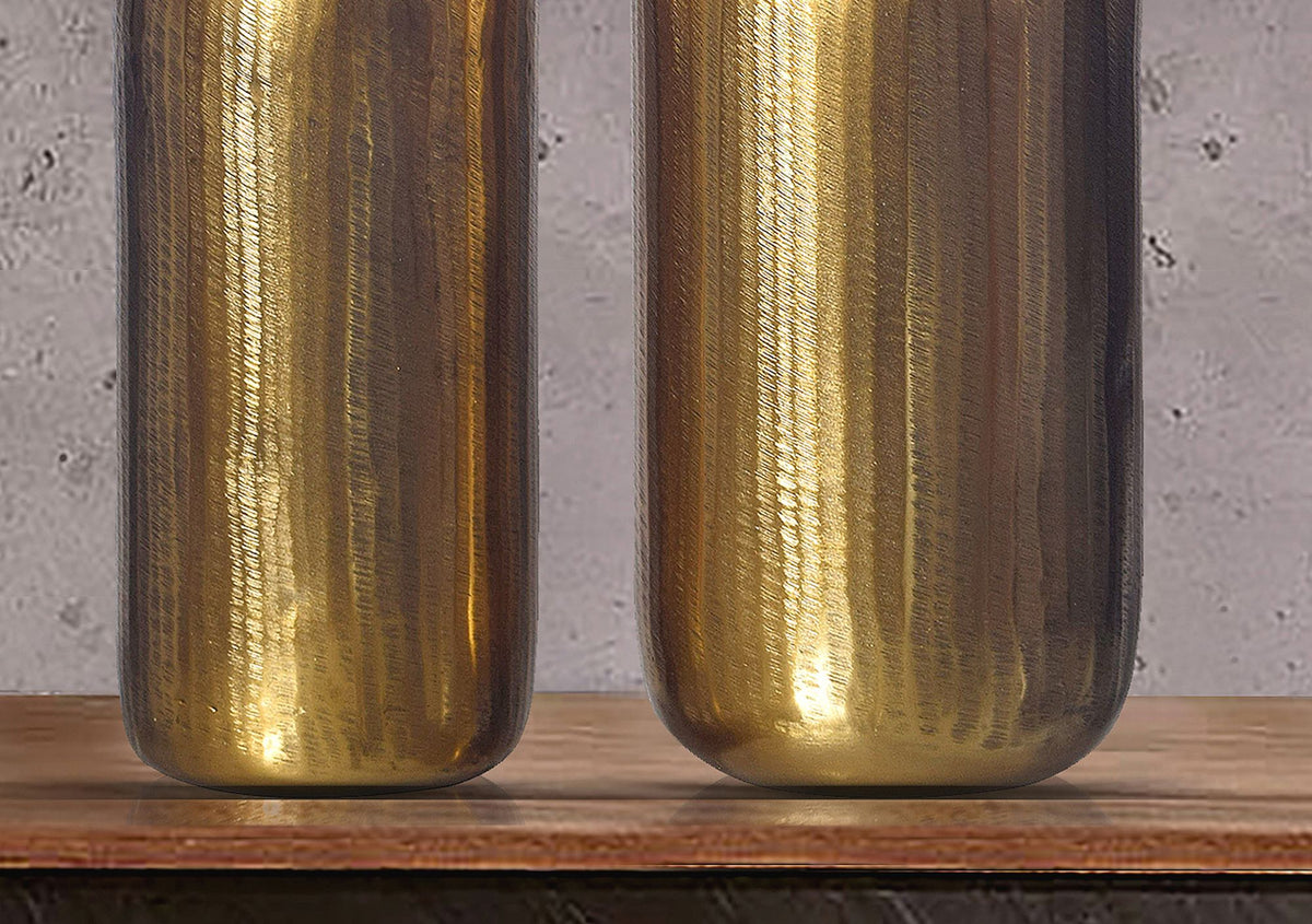 Decoratieve Vaas Set van 2 Aluminium Goud Cilinder