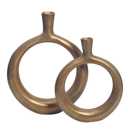 Decoratieve Vaas Set van 2 Aluminium Goud Donut