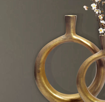 Decoratieve Vaas Set van 2 Aluminium Goud Donut