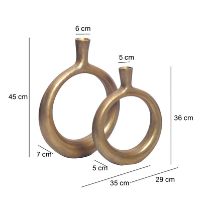 Decoratieve Vaas Set van 2 Aluminium Goud Donut
