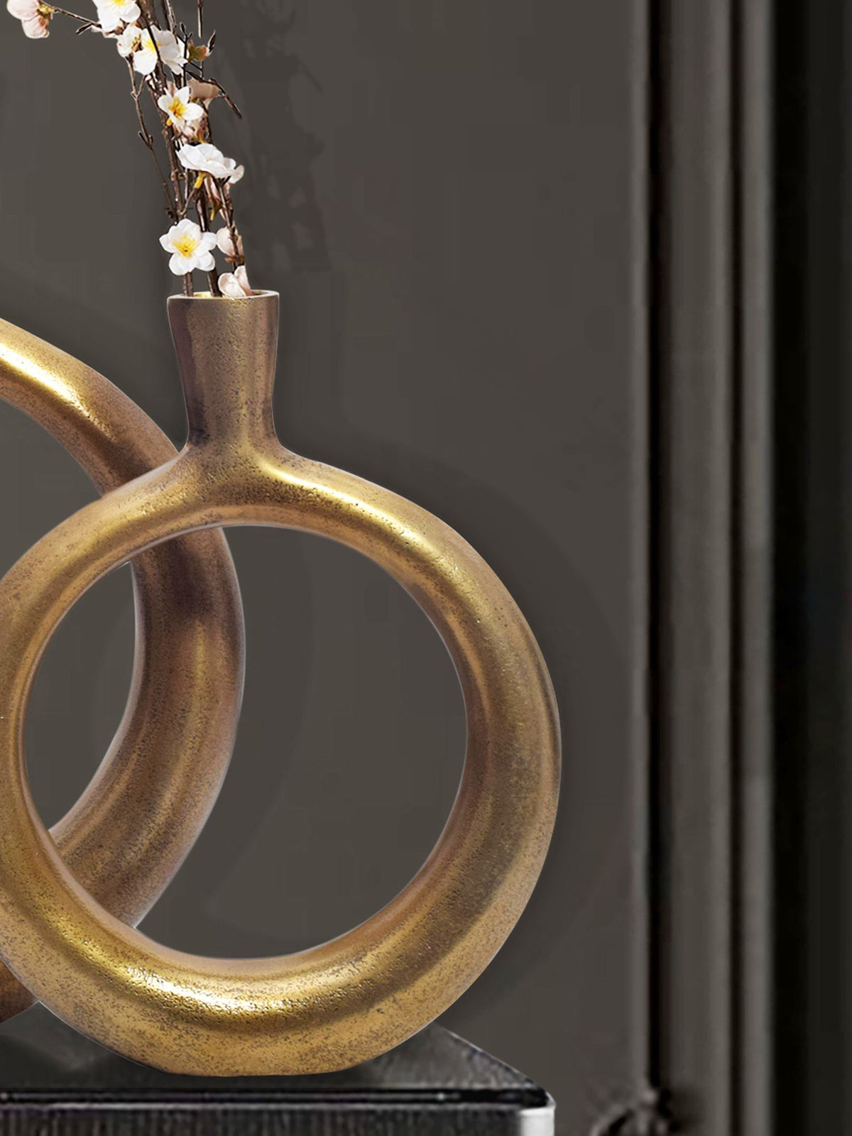 Decoratieve Vaas Set van 2 Aluminium Goud Donut