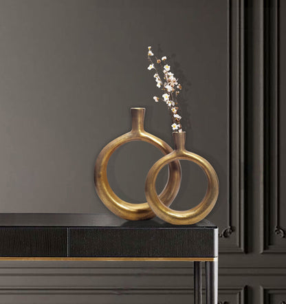 Decoratieve Vaas Set van 2 Aluminium Goud Donut