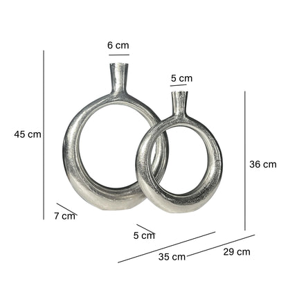 Decoratieve Vaas Set van 2 Aluminium Zilver Donut